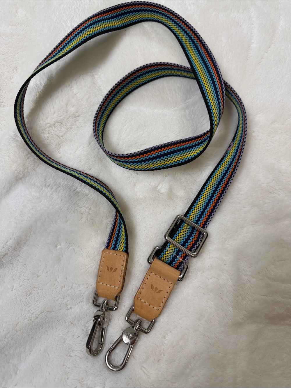 Consuela Multicolor Woven Strap with Tan Leather Ends